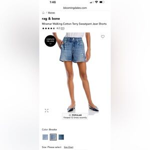 rag & bone Blue Jean Shorts